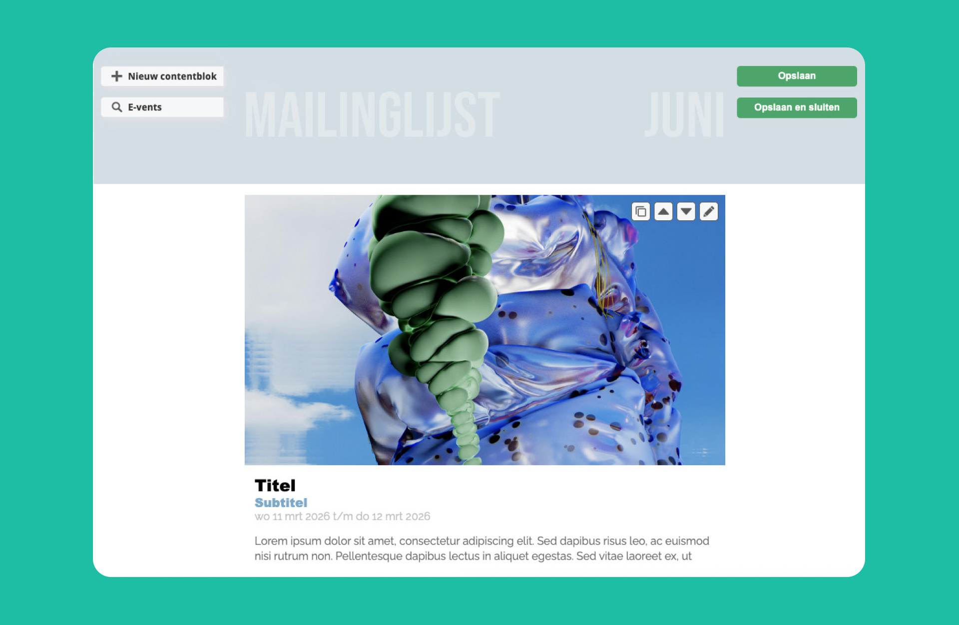 MailingLijst eenvoudige blokkeneditor